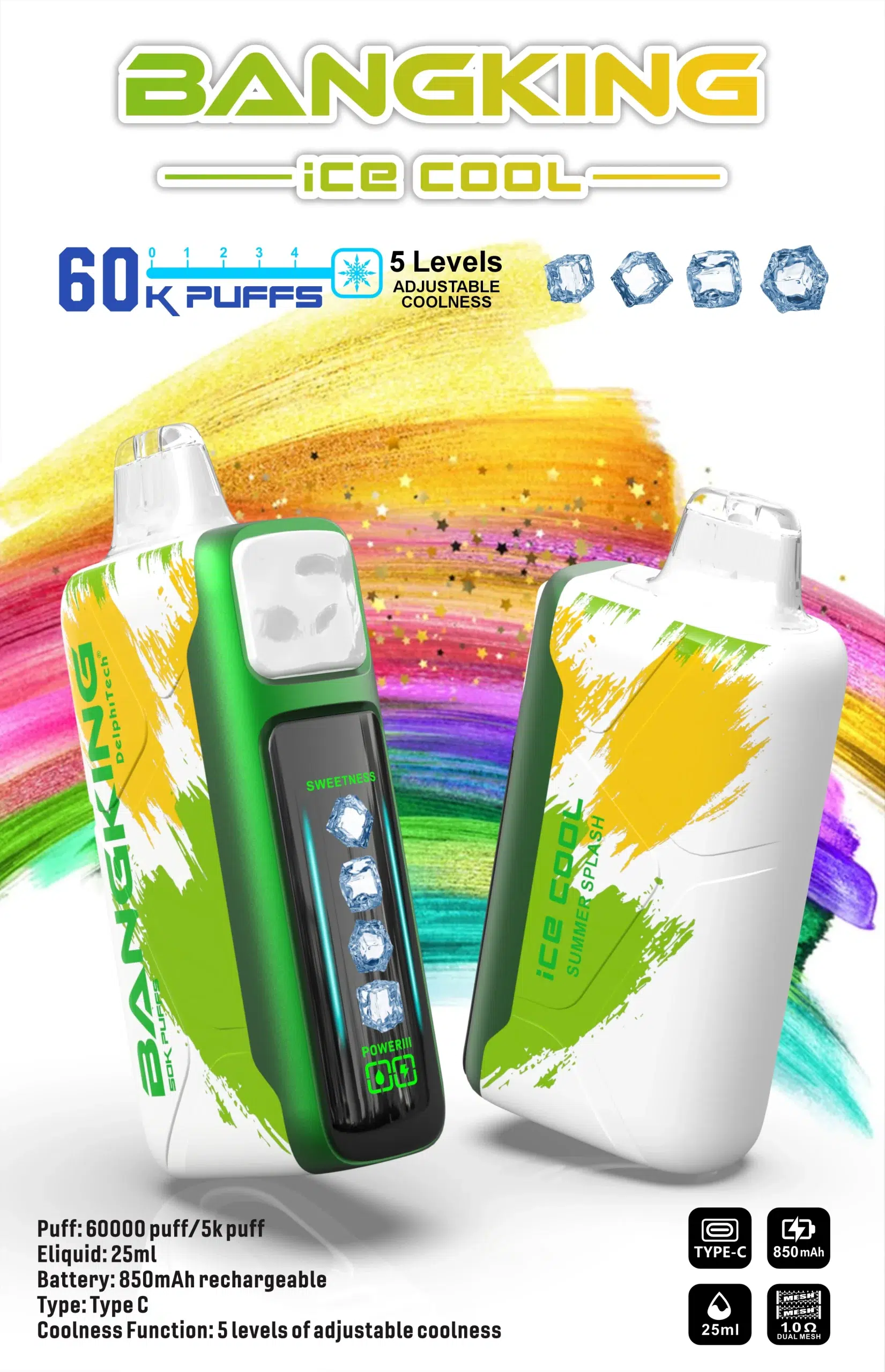 💨 Bangking Ice Cool 60000 Puffs:60k口超大容量、五檔涼度可調拋棄式電子煙 買五送一 12 💨 Bangking Ice Cool 60000 Puffs:60k口超大容量、五檔涼度可調拋棄式電子煙 買五送一:圖片 12