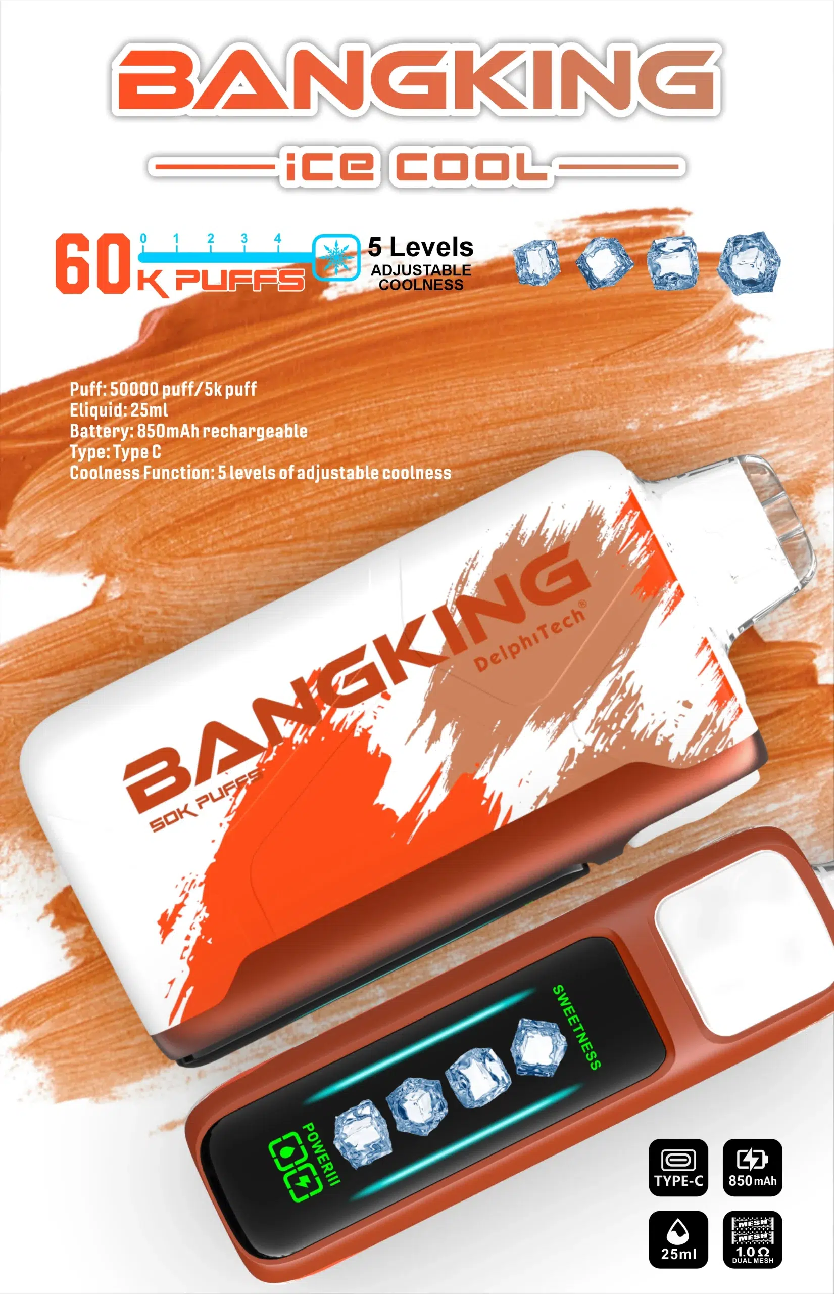 💨 Bangking Ice Cool 60000 Puffs:60k口超大容量、五檔涼度可調拋棄式電子煙 買五送一 11 💨 Bangking Ice Cool 60000 Puffs:60k口超大容量、五檔涼度可調拋棄式電子煙 買五送一:圖片 11