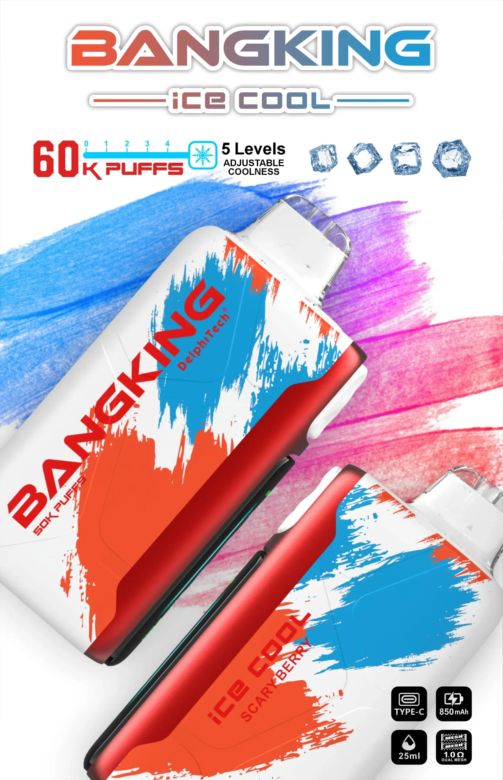 💨 Bangking Ice Cool 60000 Puffs:60k口超大容量、五檔涼度可調拋棄式電子煙 買五送一 4 💨 Bangking Ice Cool 60000 Puffs:60k口超大容量、五檔涼度可調拋棄式電子煙 買五送一:圖片 4