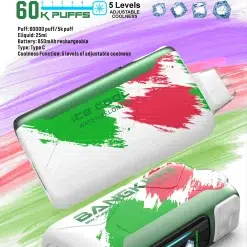 💨 Bangking Ice Cool 60000 Puffs:60k口超大容量、五檔涼度可調拋棄式電子煙 買五送一 18 Bangking 大容量可調冰一次性電子煙