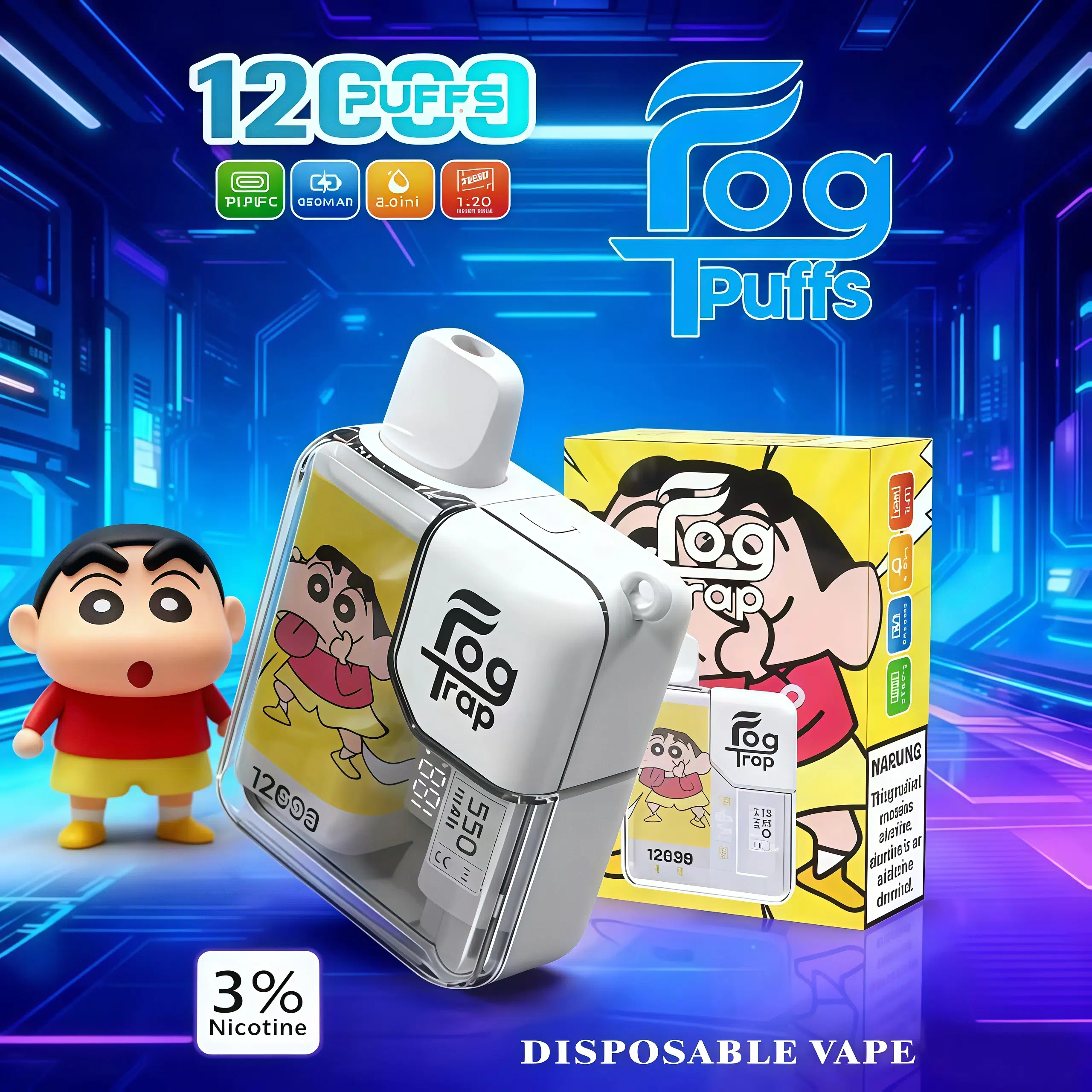 Fog Trap 12000 Puffs 動漫聯名拋棄式電子煙 蠟筆小新 × Labubu 大容量一次性電子煙 2 Fog Trap 12000 Puffs 動漫聯名拋棄式電子煙 蠟筆小新 × Labubu 大容量一次性電子煙:圖片 2