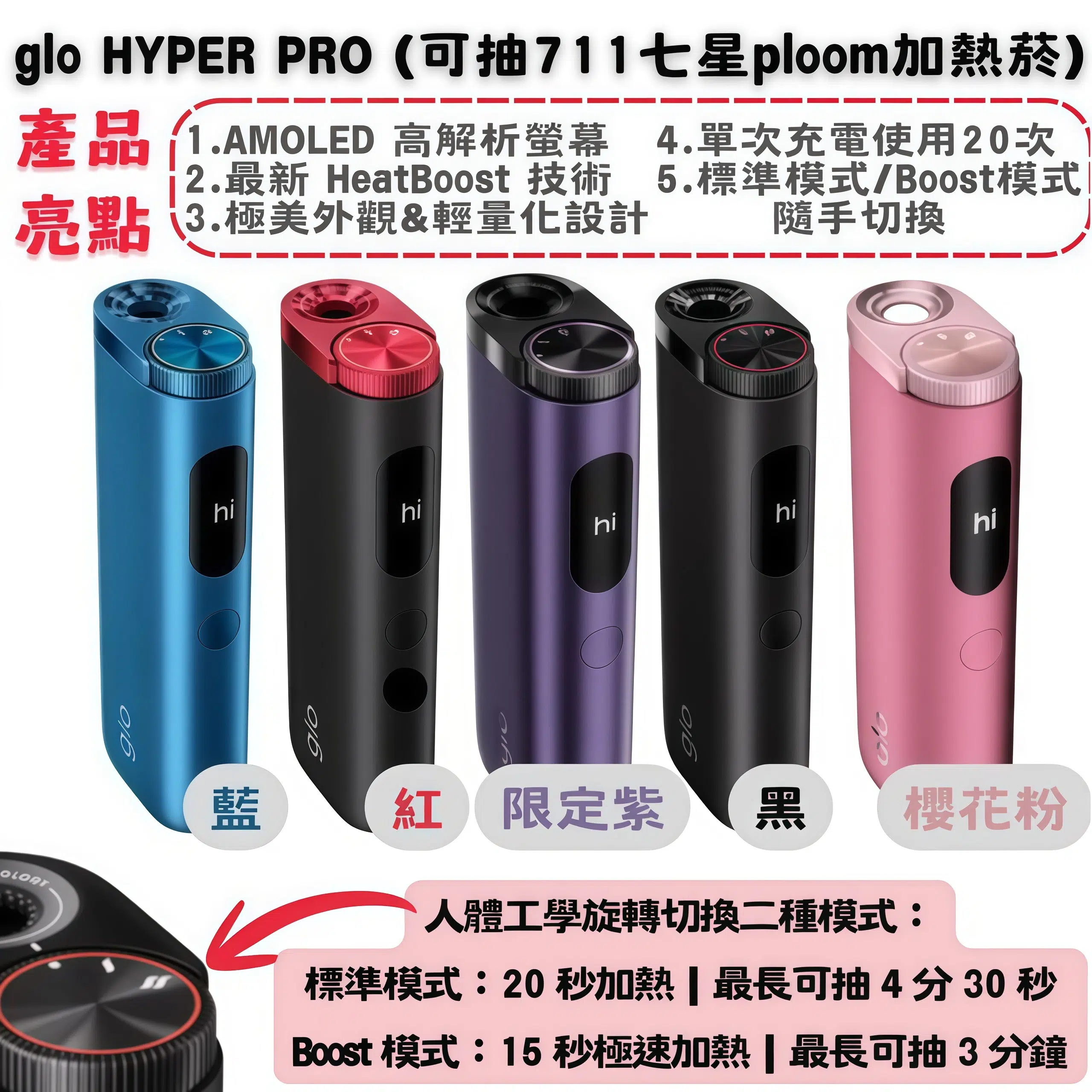 Glo Hyper Pro 加熱煙主機:HeatBoost技術、多色蛋形設計 台灣現貨 1 Glo Hyper Pro 加熱煙主機:HeatBoost技術、多色蛋形設計 台灣現貨