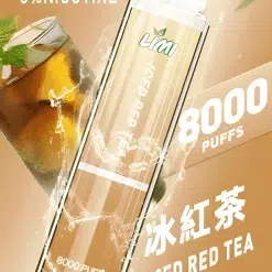 Limi 8000 Puffs 拋棄式電子煙 底部七彩發光一次性煙桿 711到付 30 limi 8000 puffs拋棄式電子煙冰紅茶