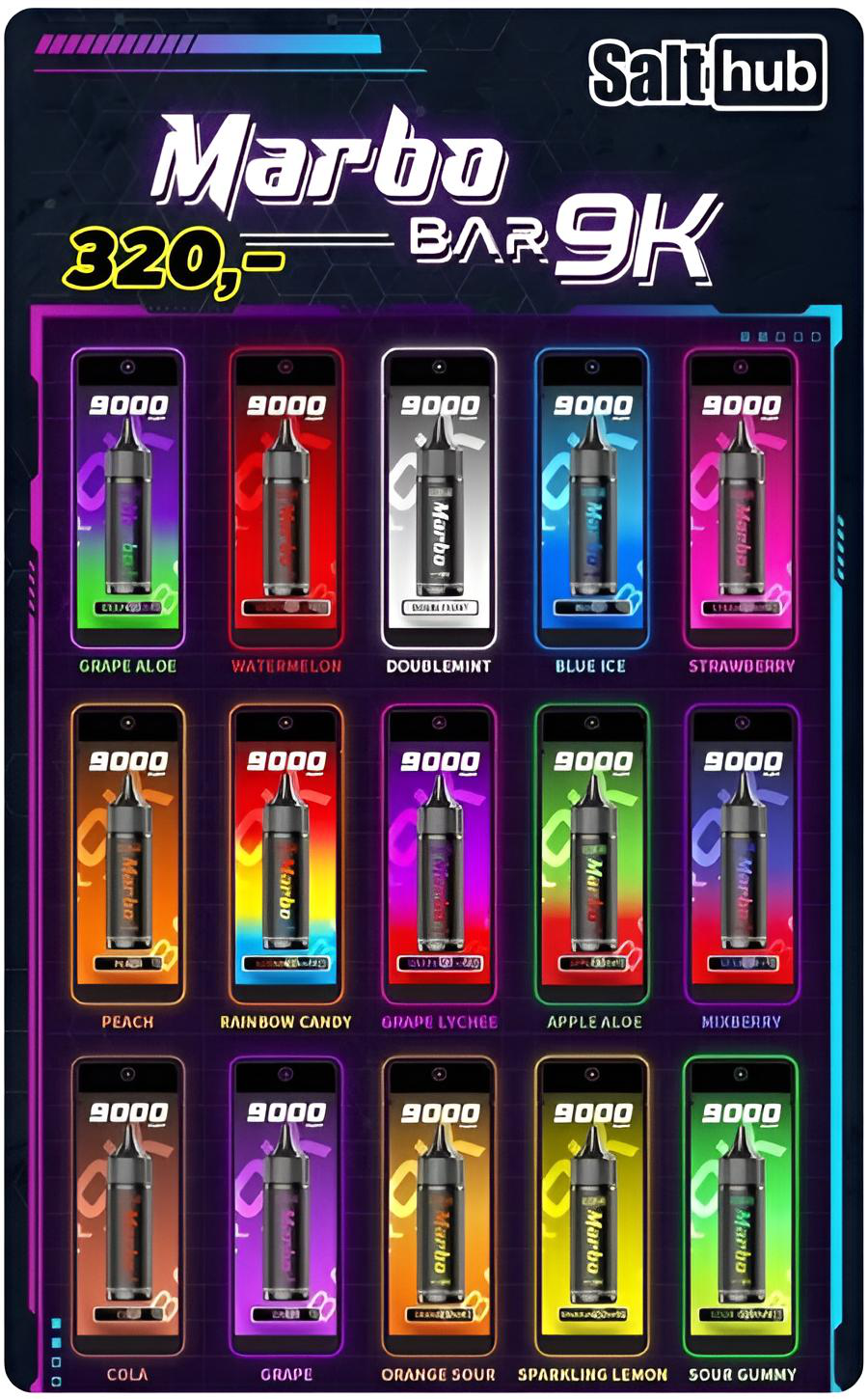 Marbo Bar 9000 Puffs拋棄式電子煙 泰國爆款 台灣現貨 1 Marbo Bar 9000 Puffs拋棄式電子煙 泰國爆款 台灣現貨