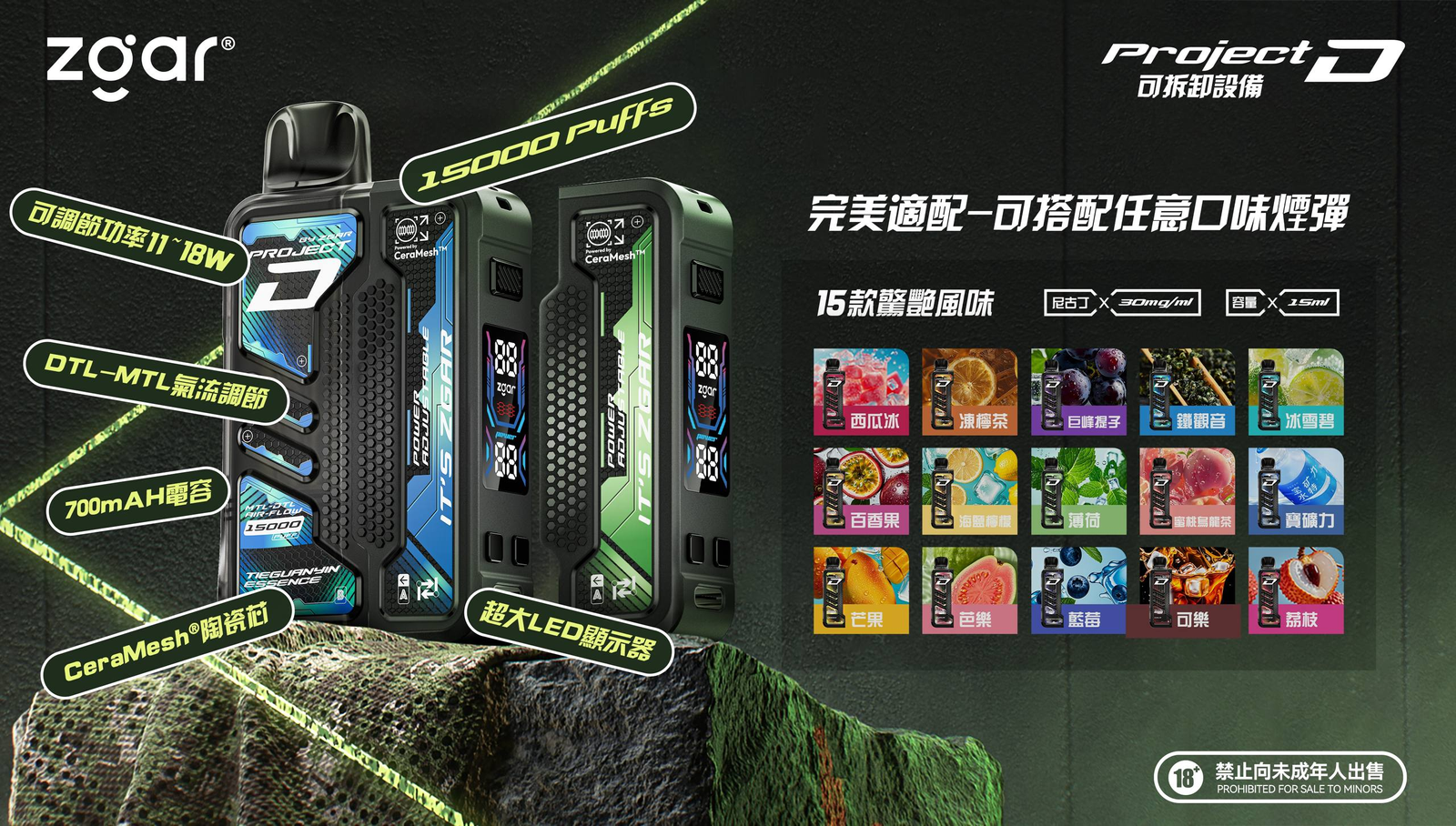 ZGAR PROJECT D 冰熊卡帶 15ml大容量煙彈 3盒加100送主機 1 ZGAR PROJECT D 冰熊卡帶 15ml大容量煙彈 3盒加100送主機